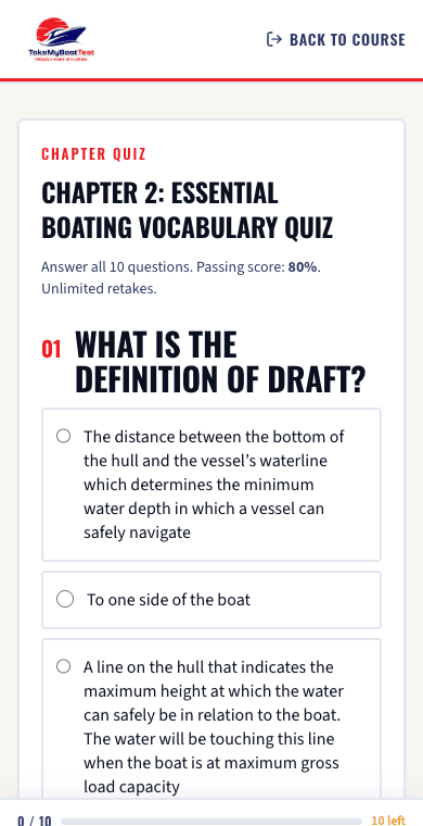 A chapter quiz from the course, shown on a phone